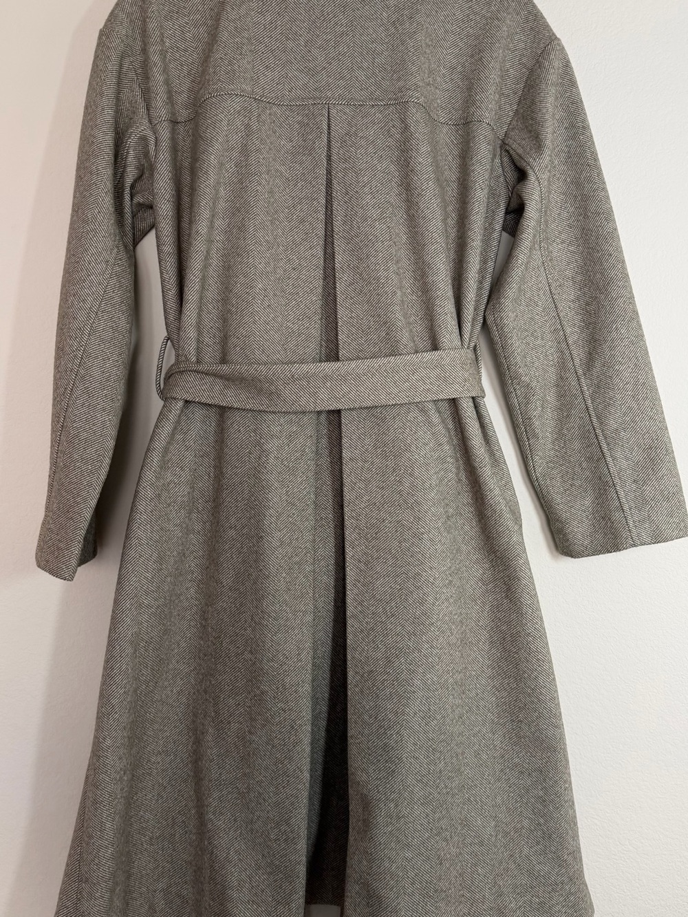 Elizabeth and James Light Gray Belted Long Trench Coat - Picture 3 of 7
